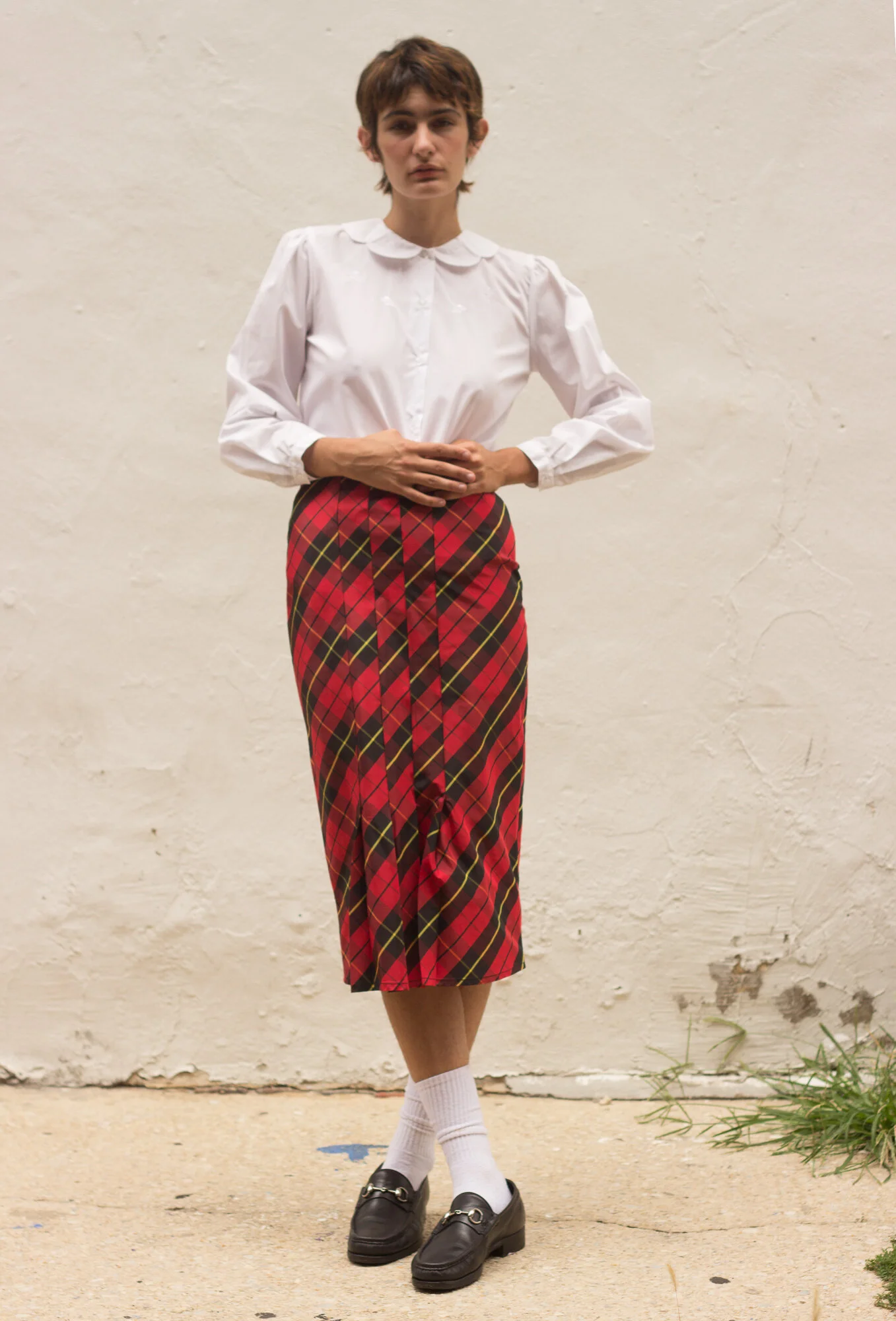 1990s Italian Plaid Silk Wiggle Skirt — Wayward Collection